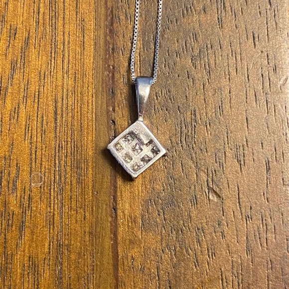 Diamond Necklace - 1/2 CTW, 9 Stone Pendant - Picture 4 of 7